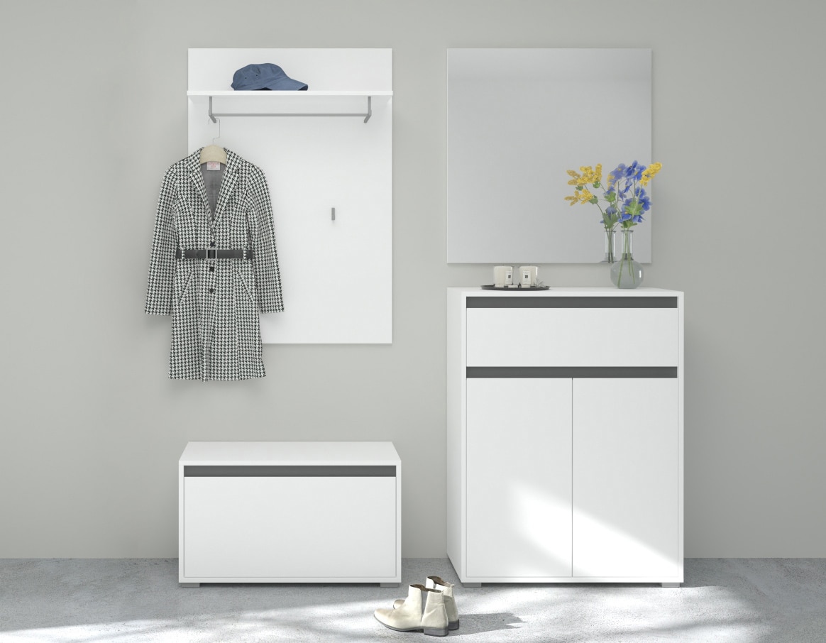 Garderobenpaneel Torino 76 x 110 cm weiß/grau