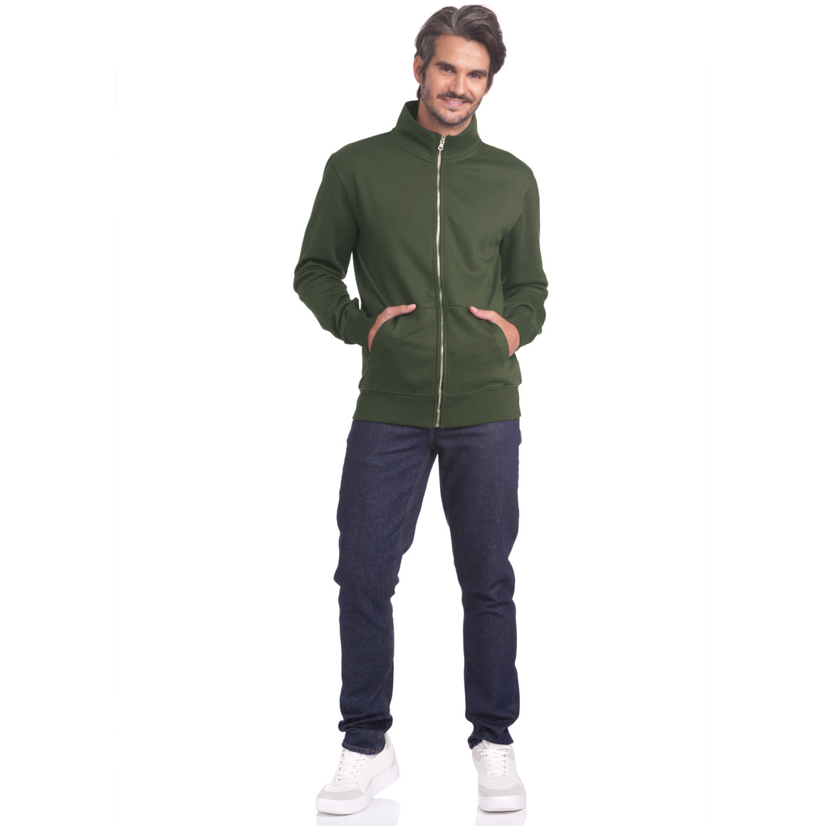 VanVaan Herren Sweatjacke mit Stehkragen dunkelgrün