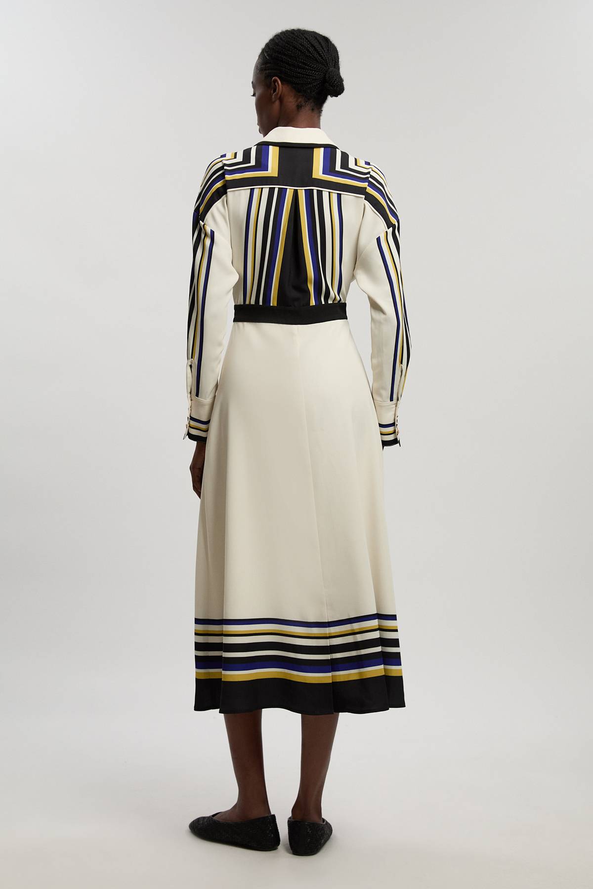 KarenMillen Robe Chemise Maxi En Sergé Tissé À Rayures Contrastées