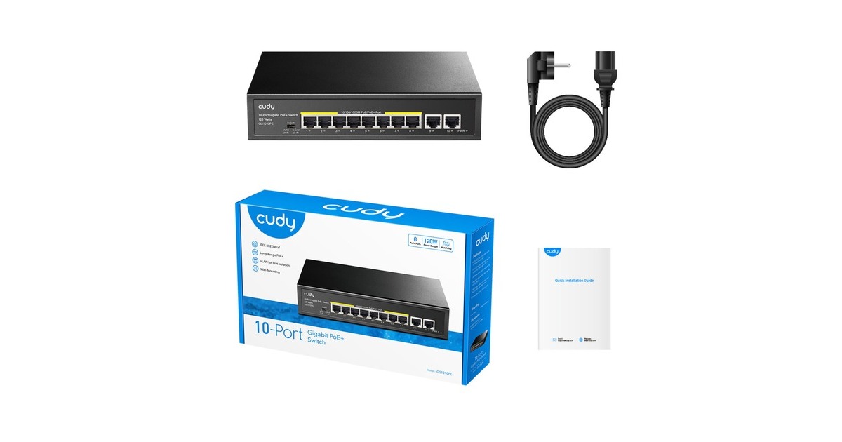 Cudy8-GbE PoE+ Switch with 2 Uplink GbE  (Zwart)
