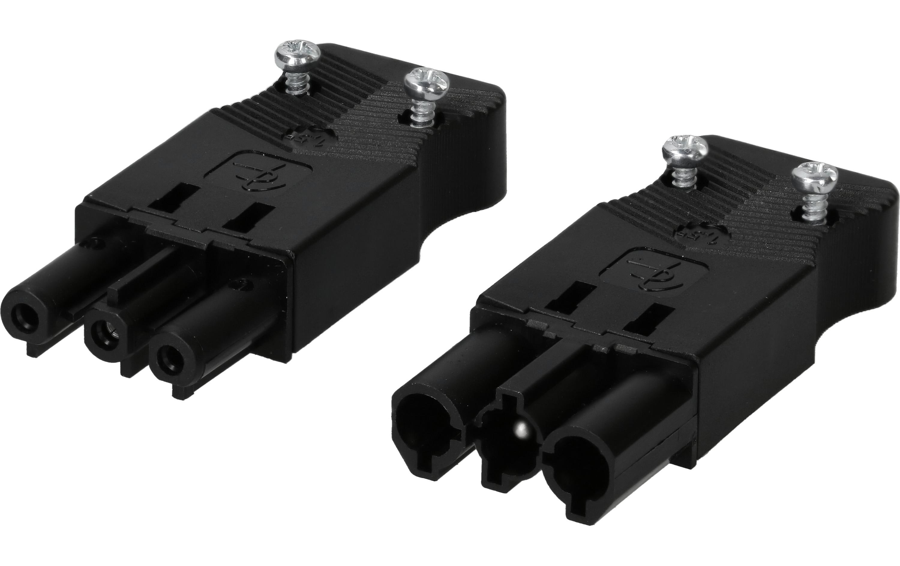 Set Stecker und Kupplung AC 166 flach, 3-poligSet aus AC 166 Stecker und AC 166 Kupplung, flach