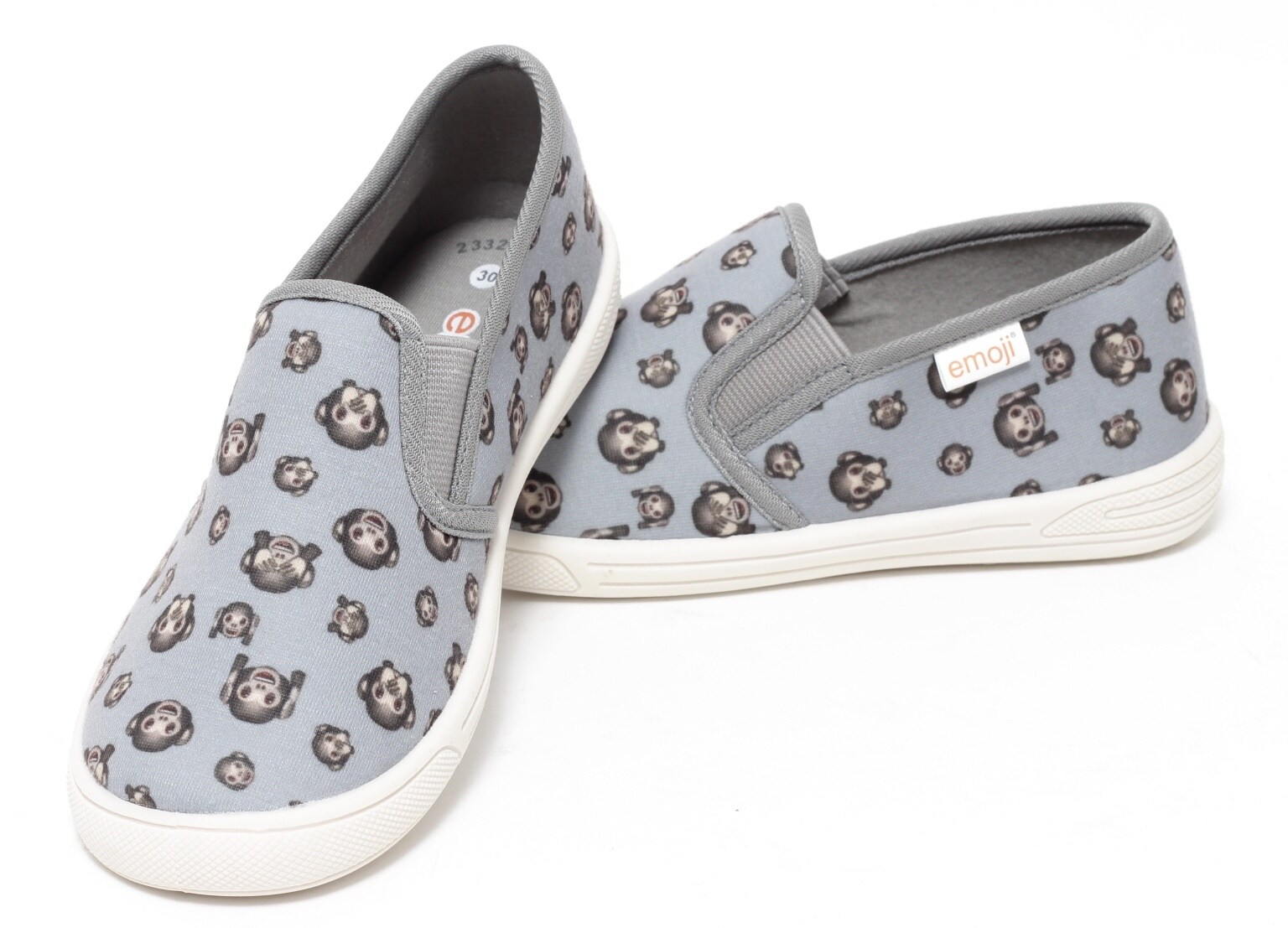 Jungen Slipper Emoji Affe grau