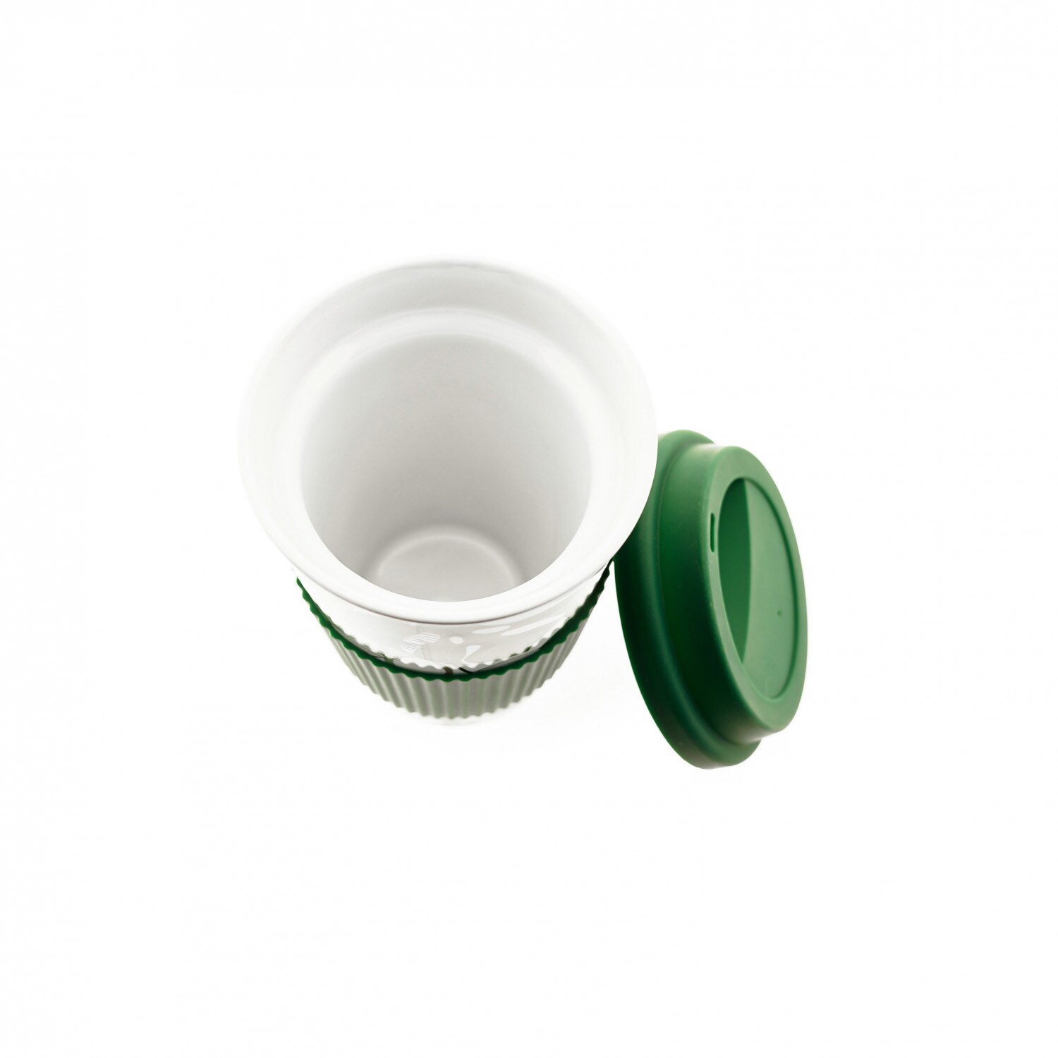 10x Kaffeebecher To Go, Porzellan Coffee to go Becher mit Deckel 350ml ZH3 Grün