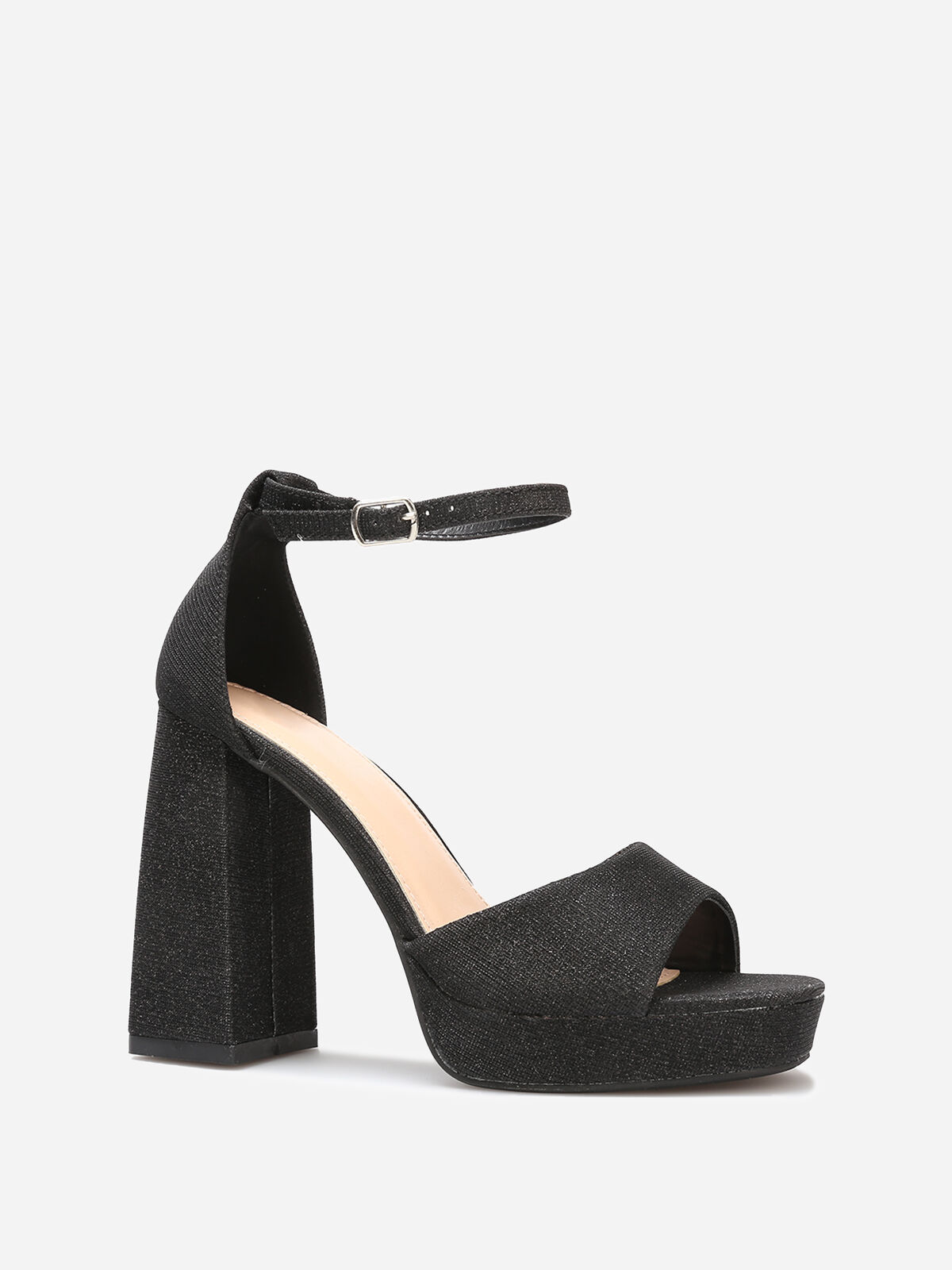 Sandales pailletées à talon haut- Noir