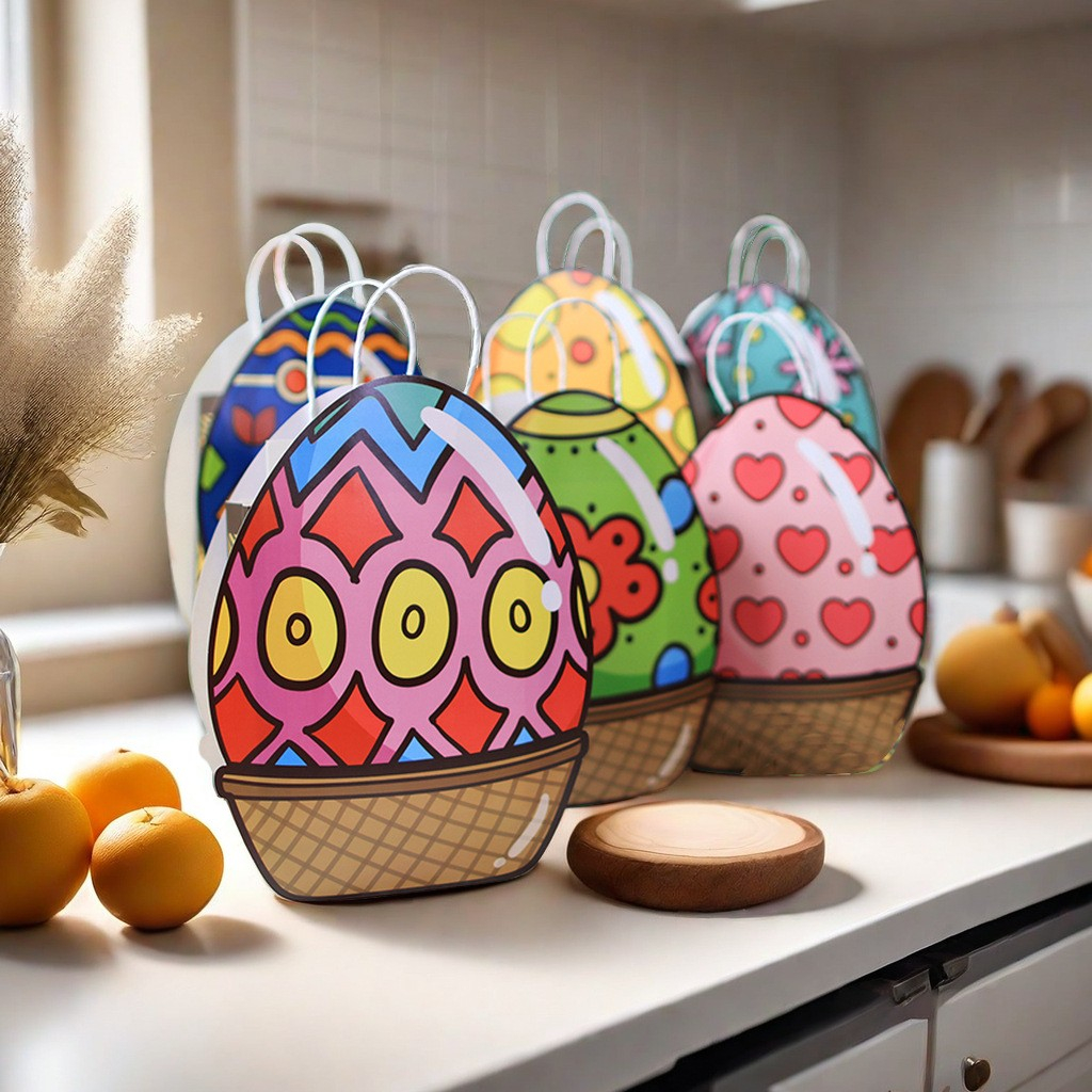 (12er Set) Oster Papier Tüten Geschenk Tasche Candy Gift Bag Osternest - Bunt