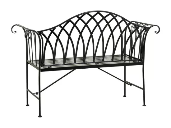 Banc en fer forgé noir 110x50x88h