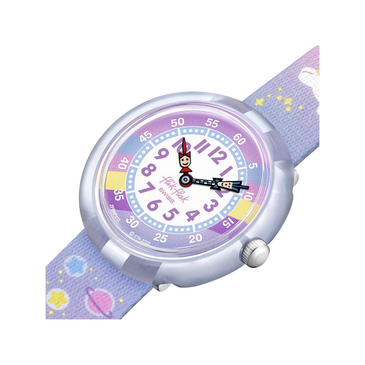 Montre FLIK FLAK Gameland Cuddly Unicorn enfant plastique biosourcé bracelet PET recyclé bleu