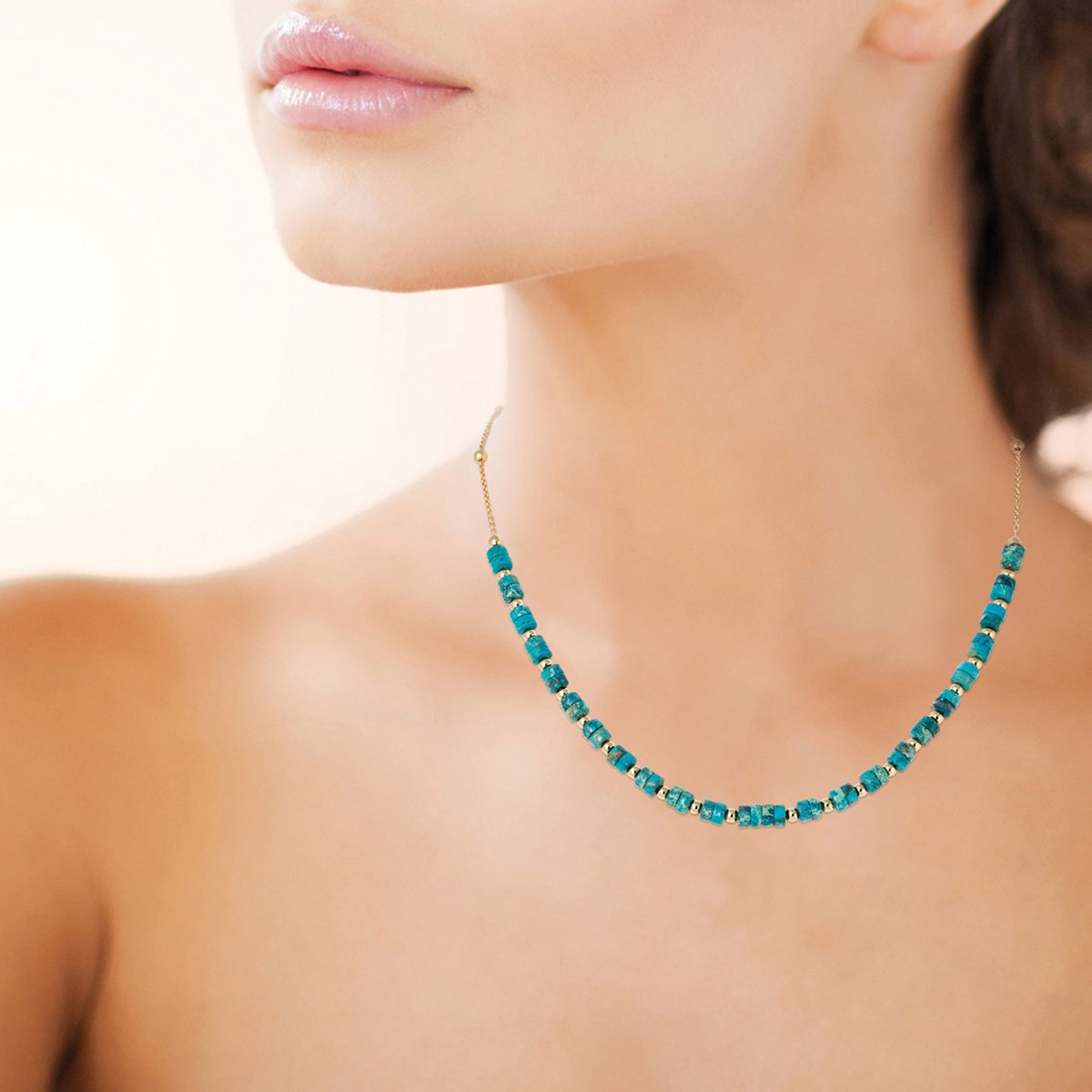 Collier Brillaxis plaqué or jaspe bleu