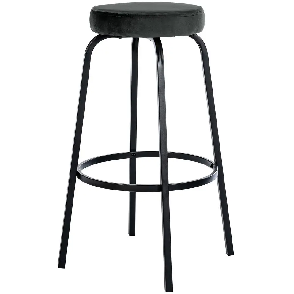CLP Barkruk Kamari mat zwart Frame - Fluweel - donkergrijs