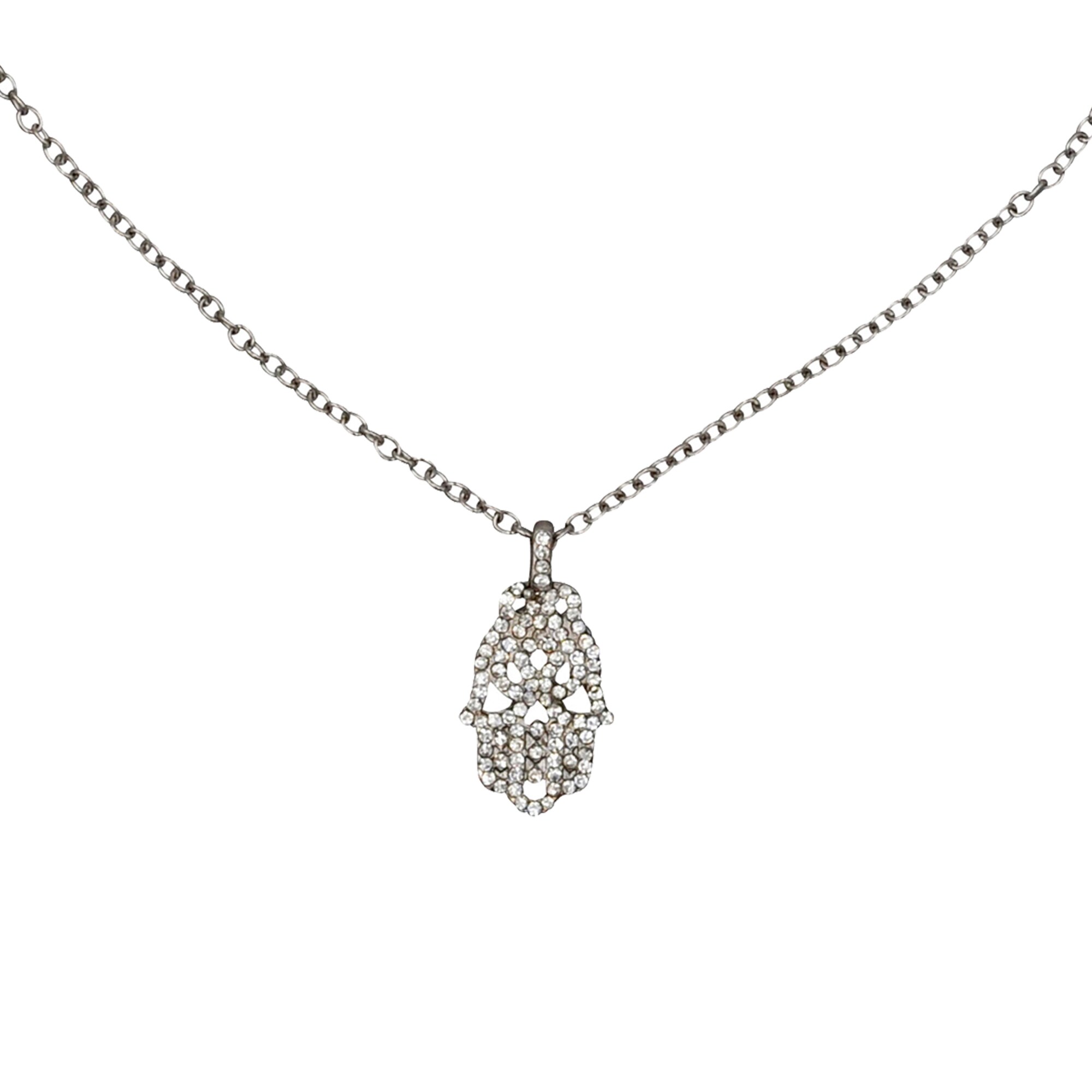 Steuer Modeschmuck Anhänger mit Kette Metall Kette rhodiumfarben mit Kristallanhänger
