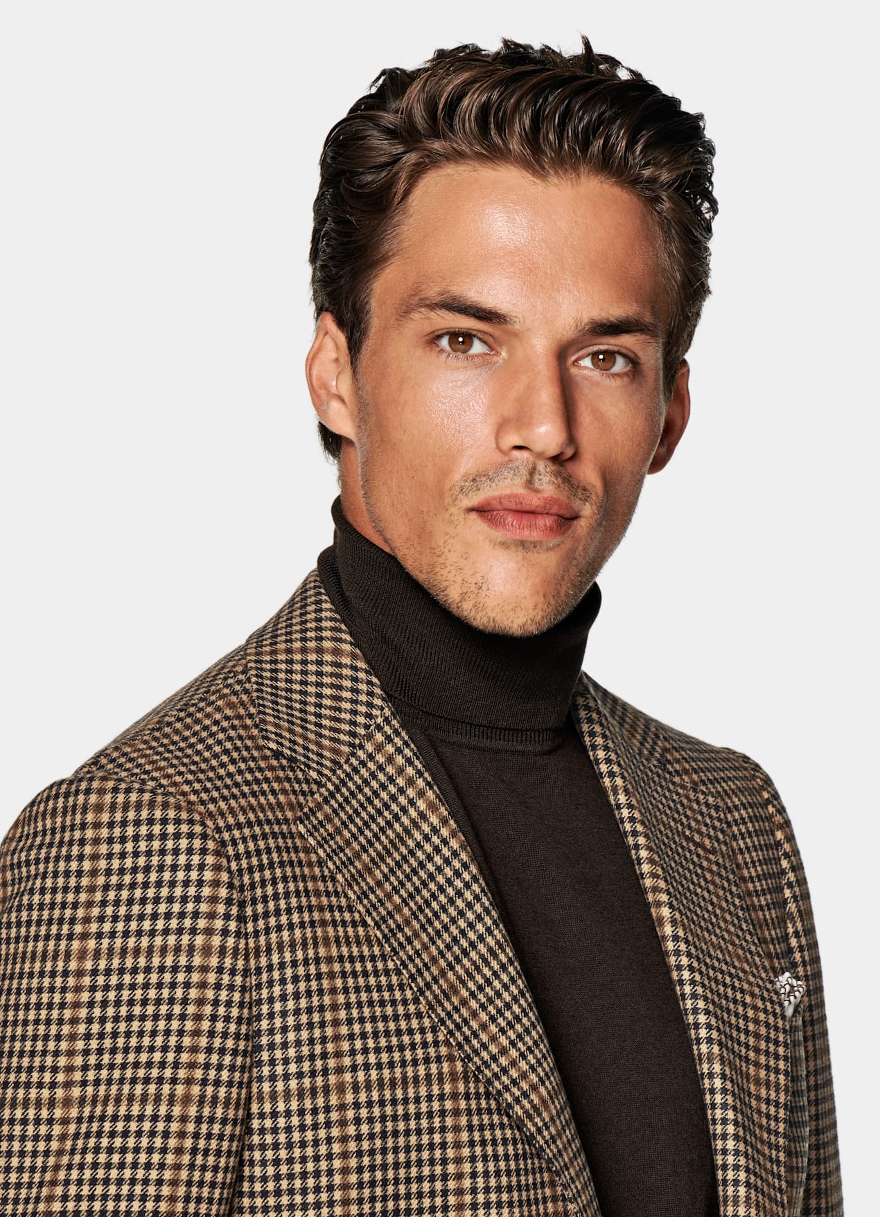 Costume Havana coupe Tailored marron moyen pied-de-poule