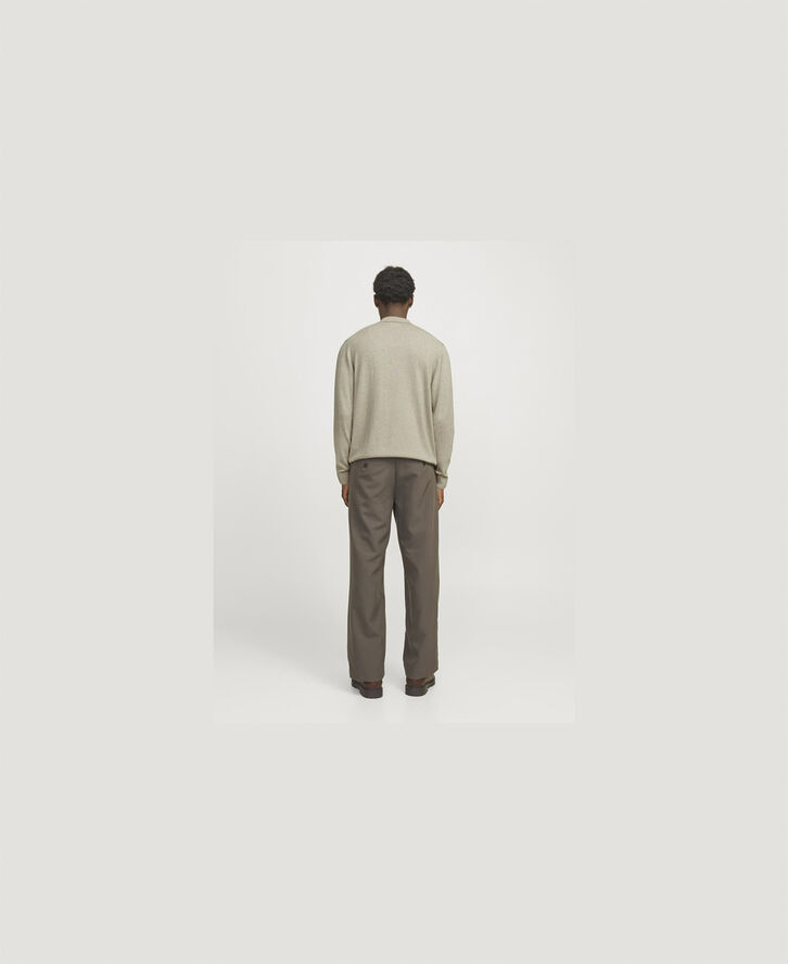 Jack & Jones JJEEMIL KNIT POLO HALF ZIP LS NOOS Oatmeal/melange