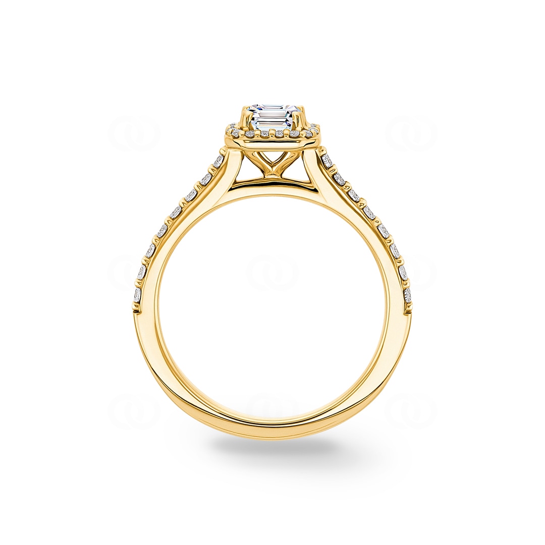 Asscher Halo Diamantring 750/18 K Gelbgold 0.85 ct G/si