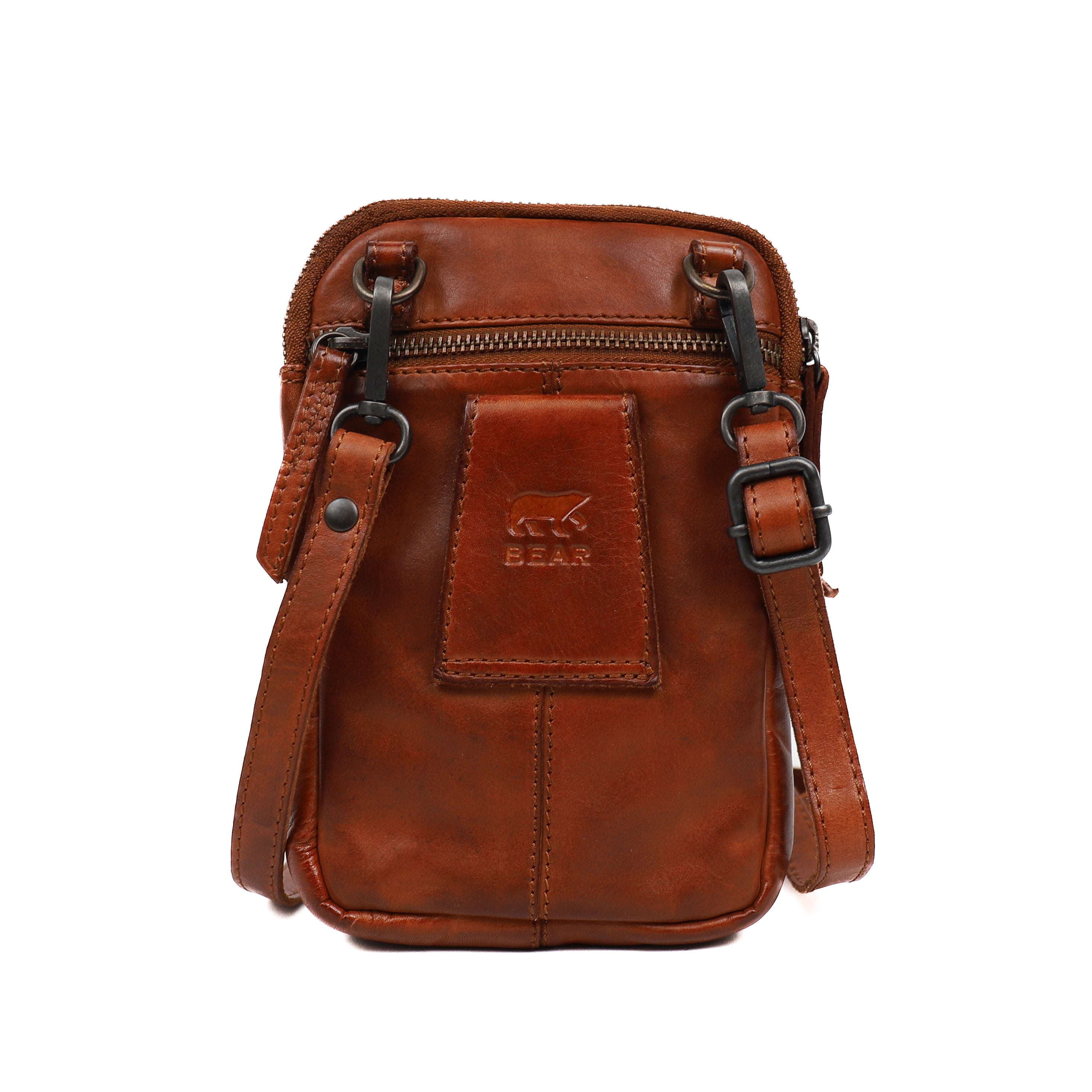 Kleine schoudertas 'Toni' cognac Cognac