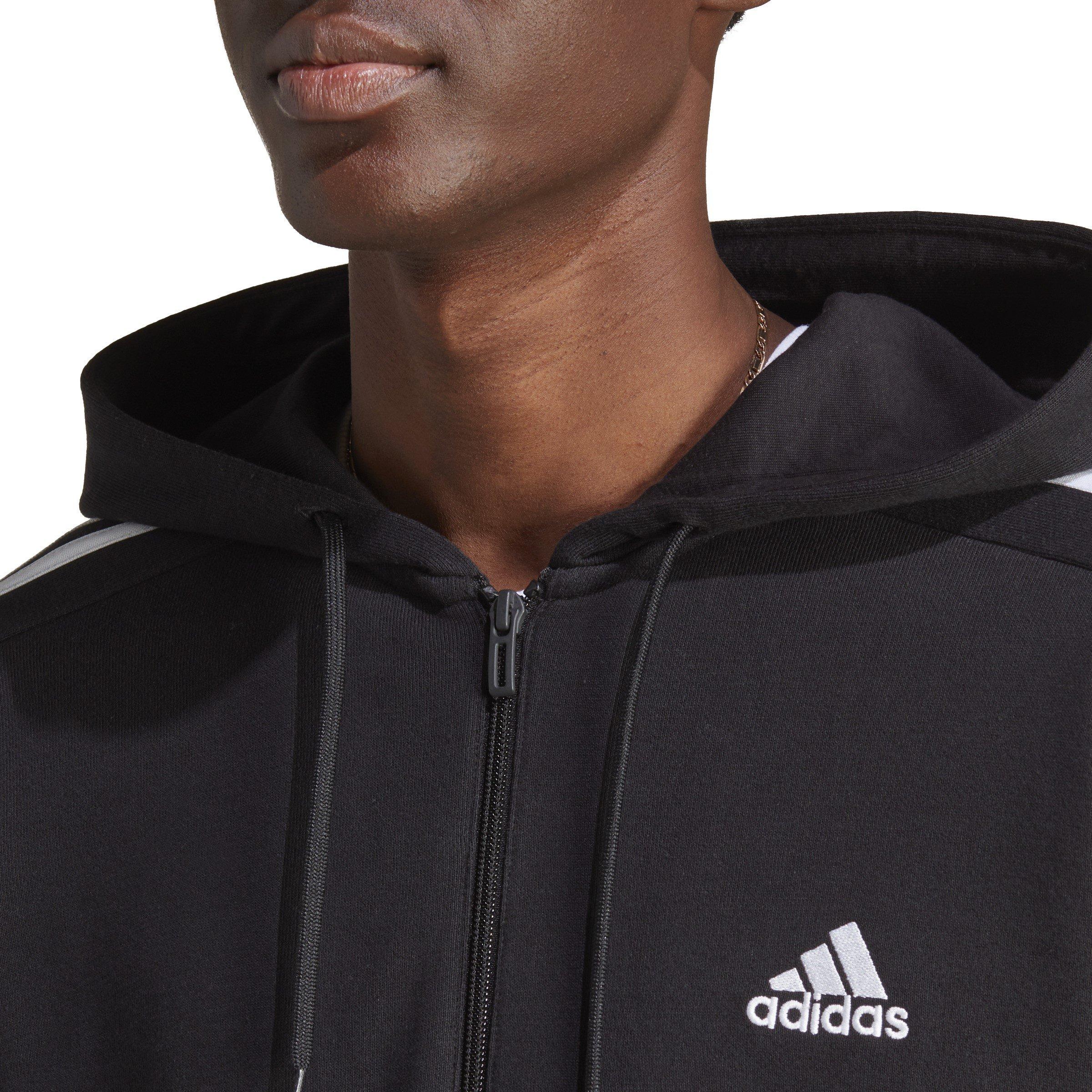 adidas Essentials French Terry 3 Stripes Zip Hoodie Mens