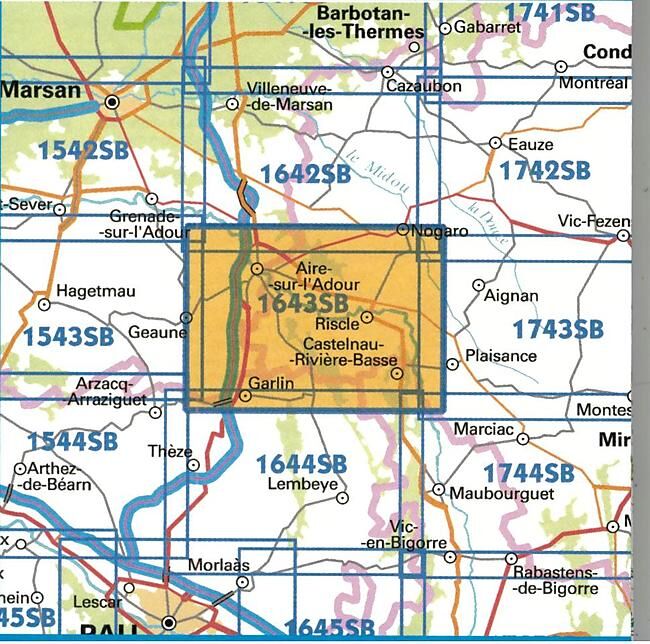 IGN - 1643 SB AIRE SUR ADOUR 1 25 000