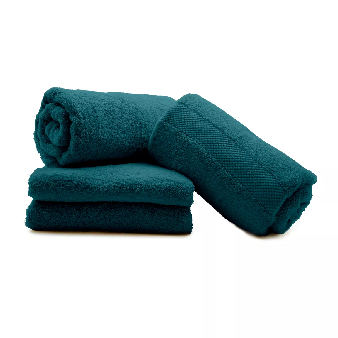 Lot de 4 serviettes de toilette coton (70 x 130 cm) Elegance Bleu