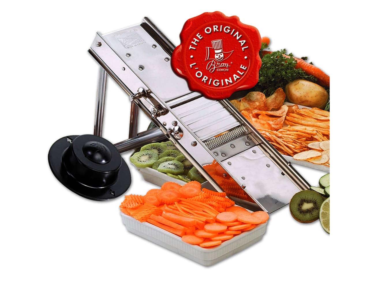 Mandoline coupe légumes professionnel - 60 lames (2 et 4,5 mm) - Tellier (Bron Coucke)