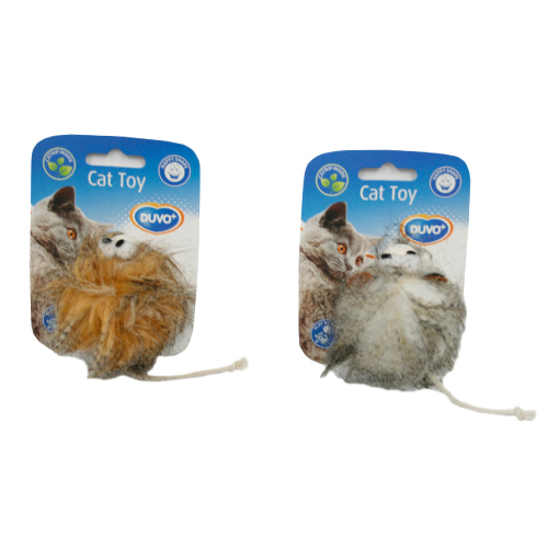 Brinquedo para gato DUVO, bola de pelo marrom, 7 x 14 cm
