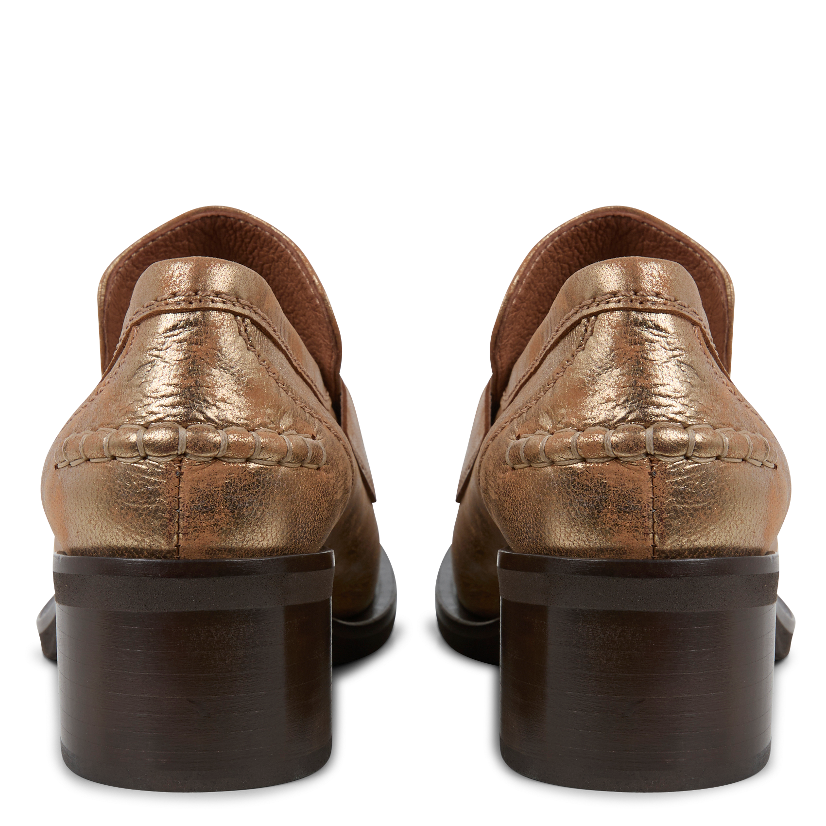 TIERNEY - Mocassins à talons larges en cuir métallisé | Doré