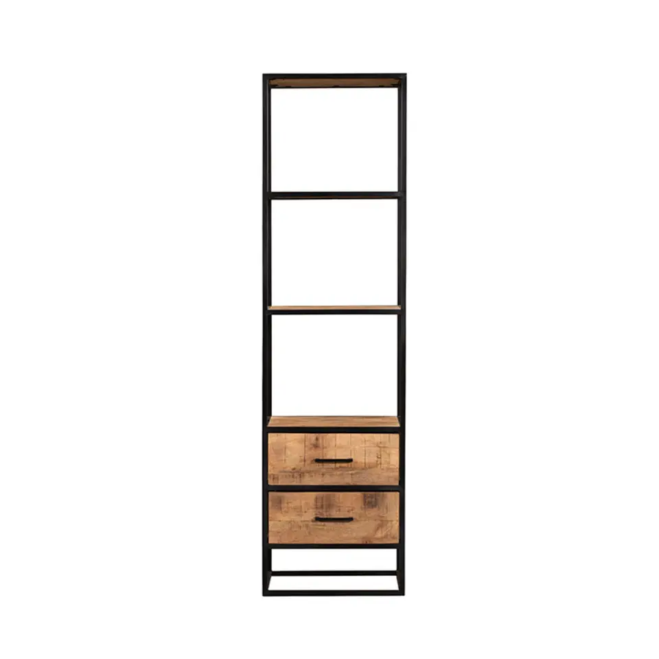 Furndea Morada boekenkast industrieel 2-lades - 45x55x200 cm