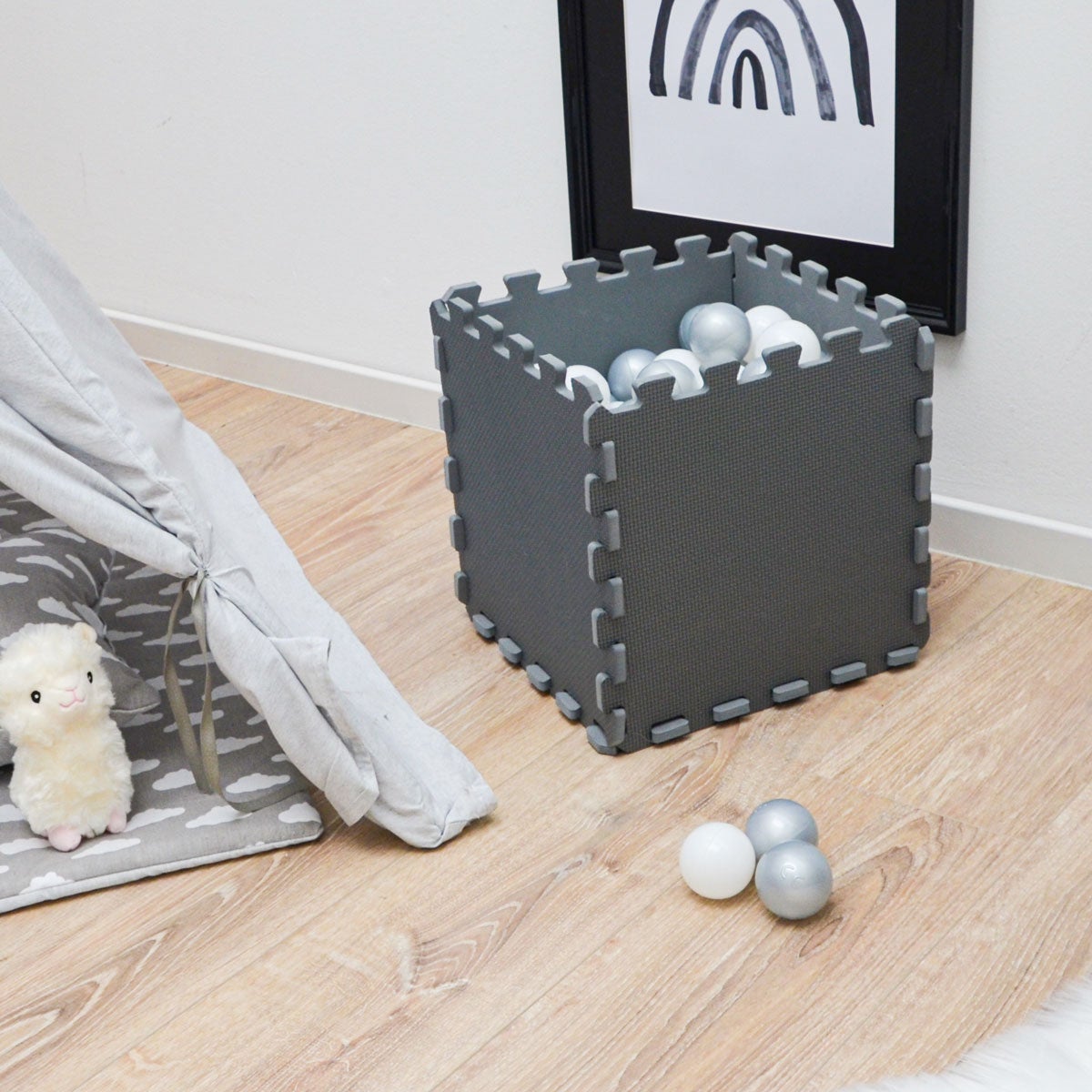 18-delige baby- en kinderpuzzelmat vanaf de geboorte - 30x30 speelmat grijs