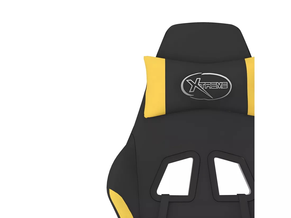 Chaise de jeu de massage avec repose-pied Noir et jaune Tissu