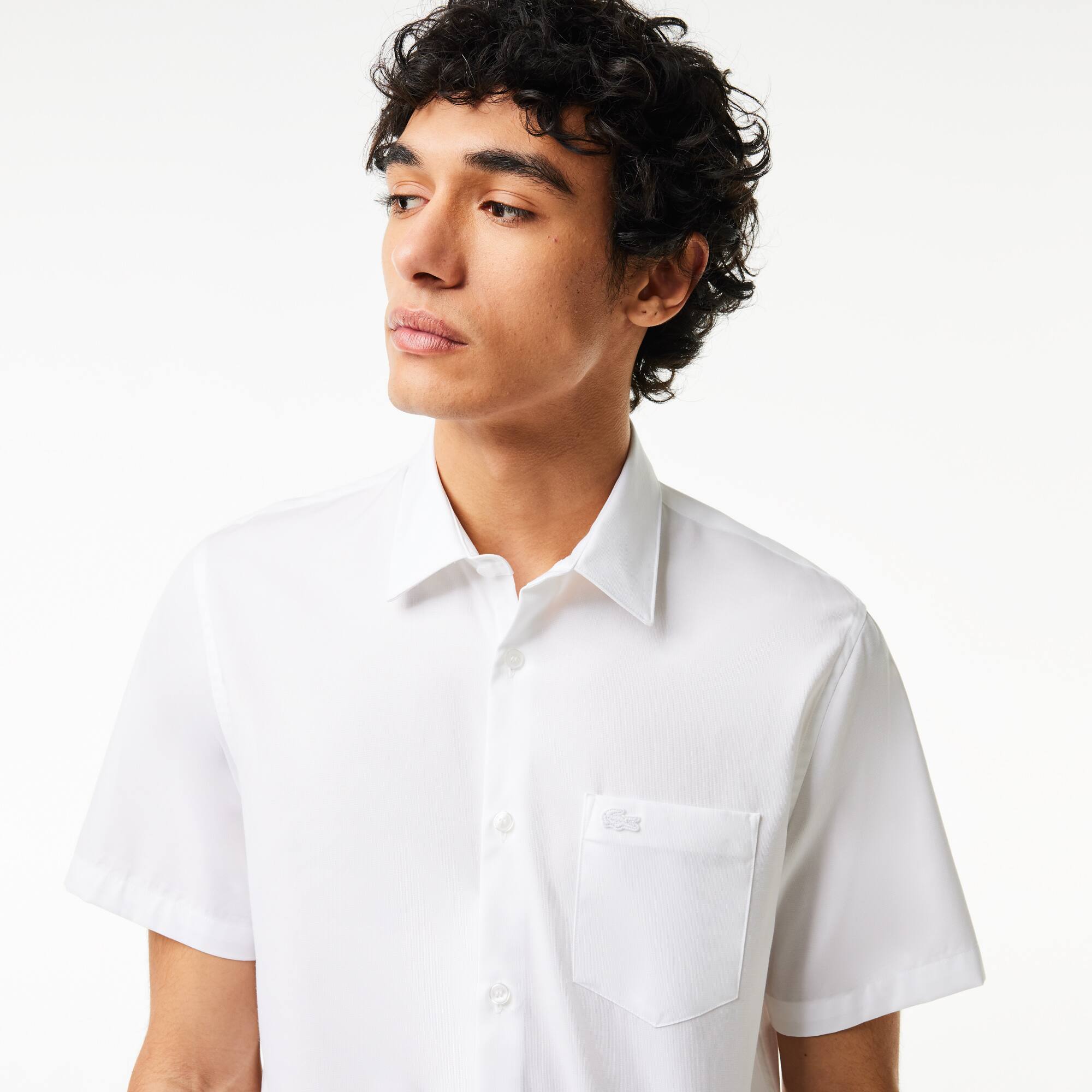 Chemise regular fit unie à manches courtes en coton premium Manches Courtes - Blanc - Lacoste - Homme