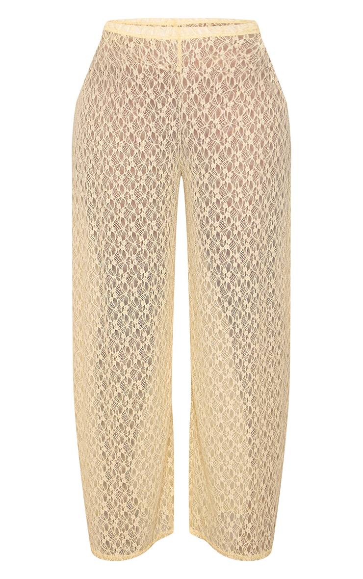 Moka Pantalon Large Texturé En Dentelle Citron Grande Taille