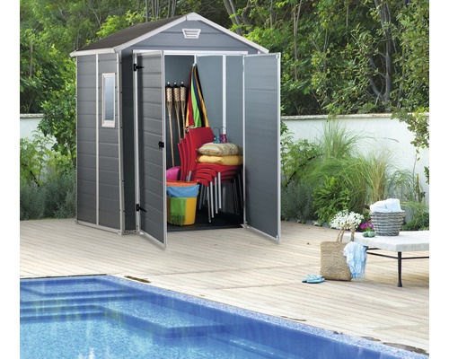 Keter Manor 6x5 tuinhuis met vloer, 185 x 152 cm, grijs