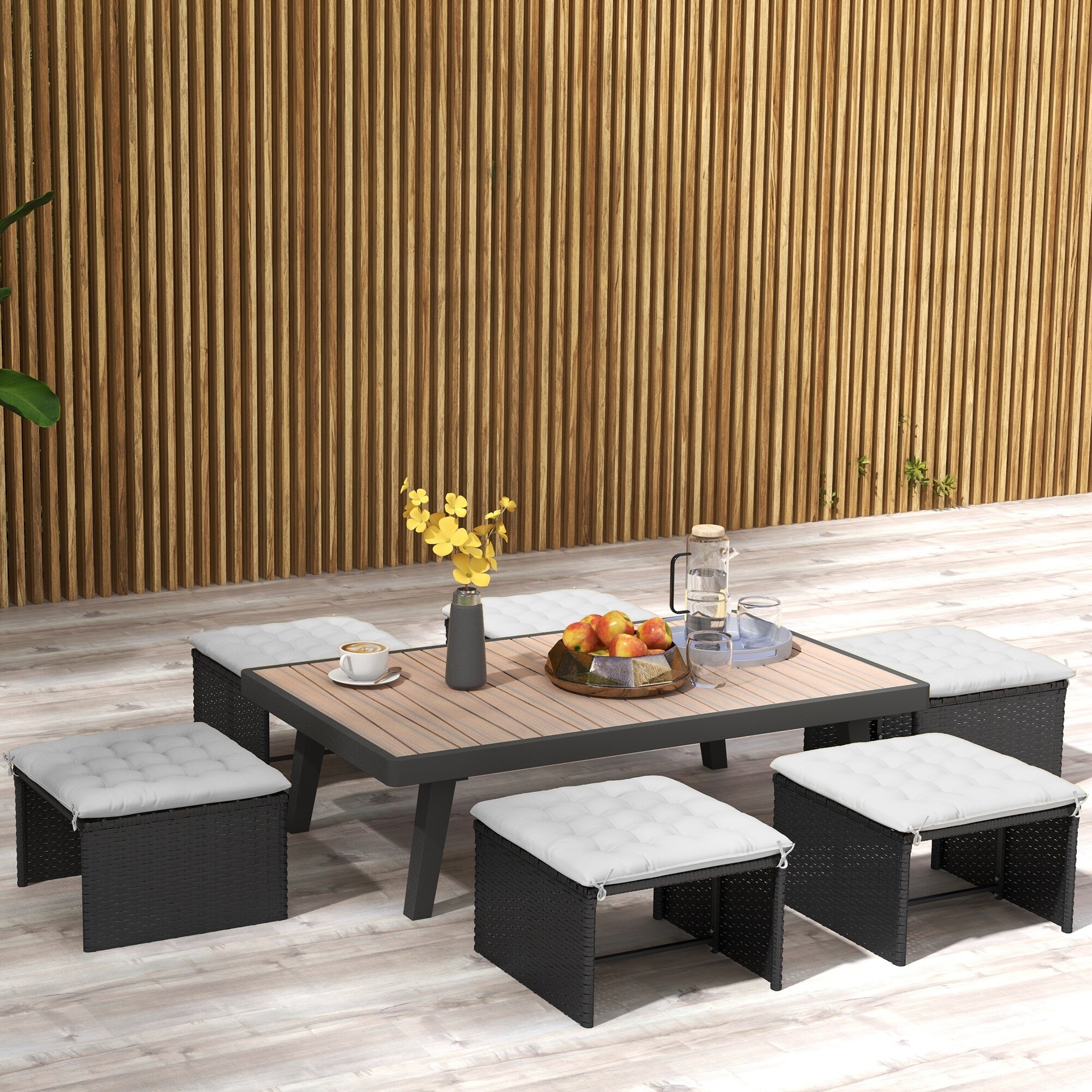 Outsunny Sitzkissen Set mit Bändern grau 40L x 40B x 4H cm