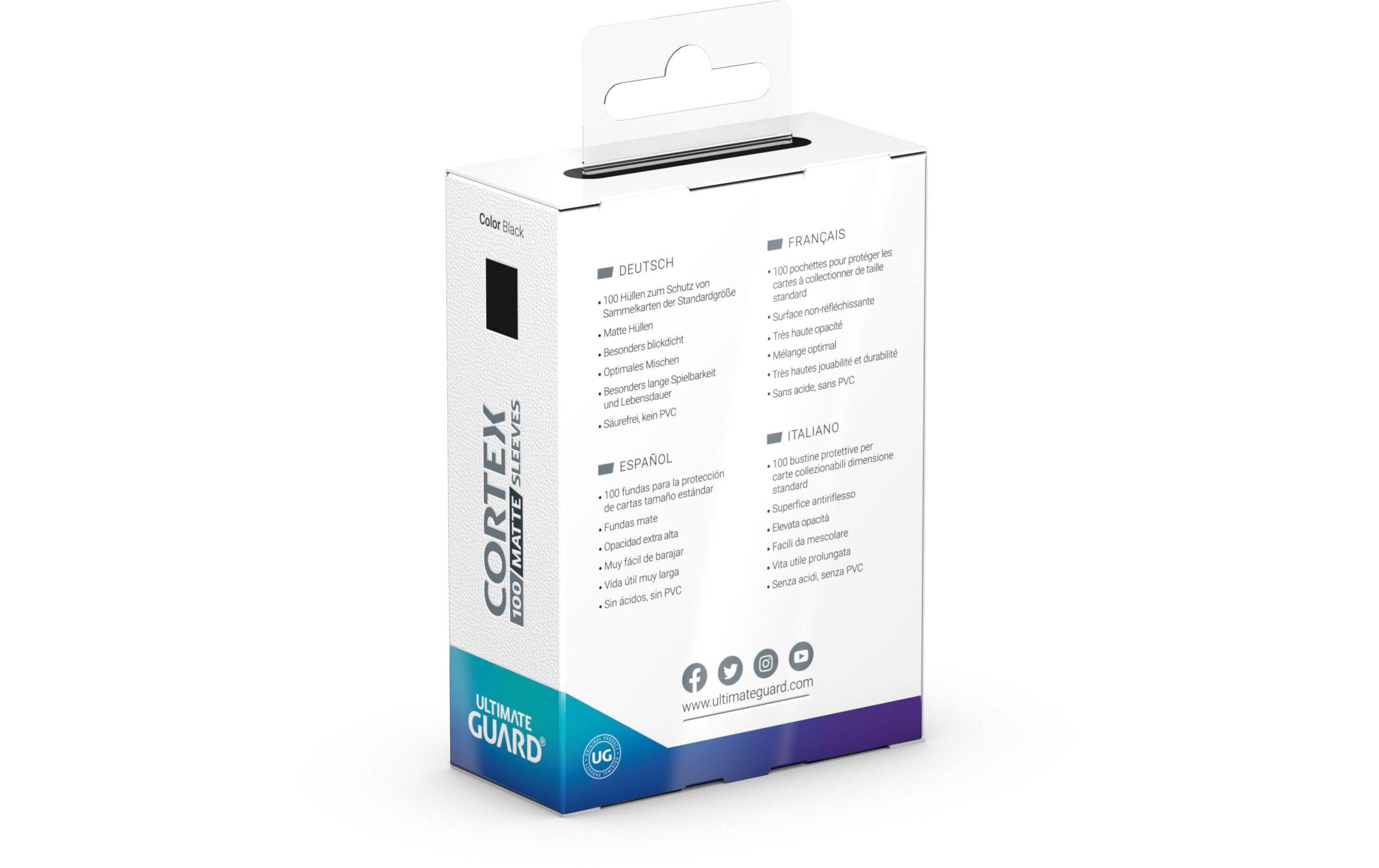 Kartenhülle Cortex Sleeves Standard Matt-Schwarz 100Ideal-Fit Sleeves 66 x 91 mm