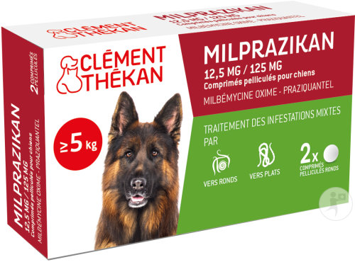 Clément Thékan Milprazikan Chien Traitement Des Vers Plats Et Ronds 2 Comprimés