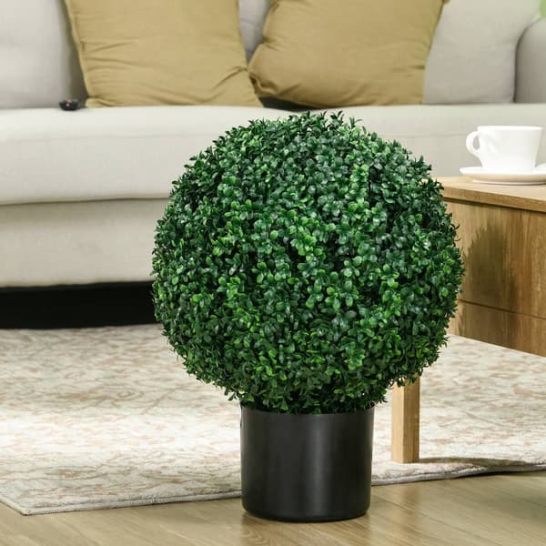 Kunstige planter, sett med 2 UV-bestandige kunstige planter i blomsterpotte, 52 cm bokstrær, stueplante for hage, stue, grønn