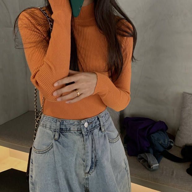 Maido - Gebreide top met lange mouwen en mock-neck