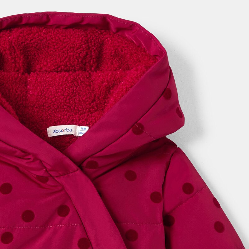 Doudoune à capuche imprimé pois rouge bébé fille Absorba Rouge