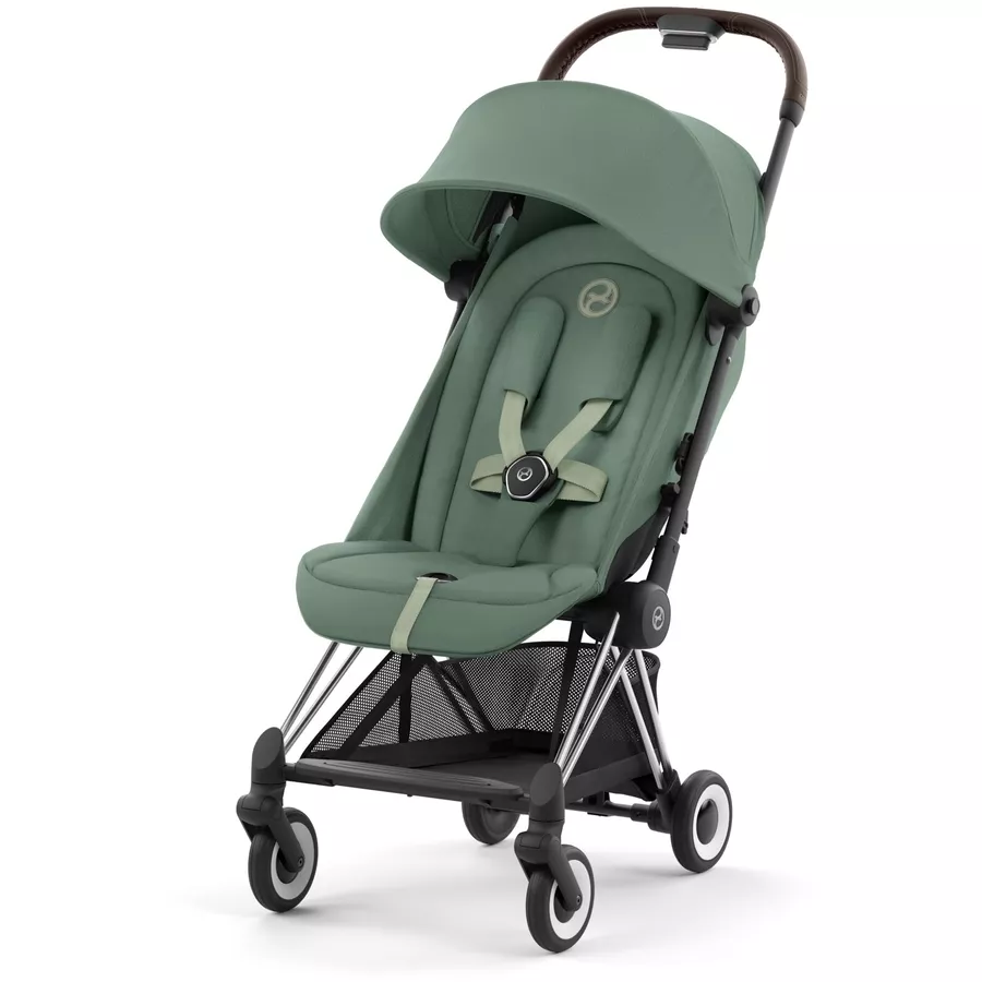 cybex PLATINUM Buggy Coya Chrome Dark Brown Leaf Green inklusive Babyschale Cloud T I-Size Plus Leaf Green  und Adapter