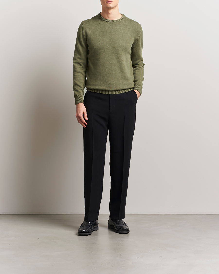 Stenströms Organic Cotton Knitted Sweater Olive