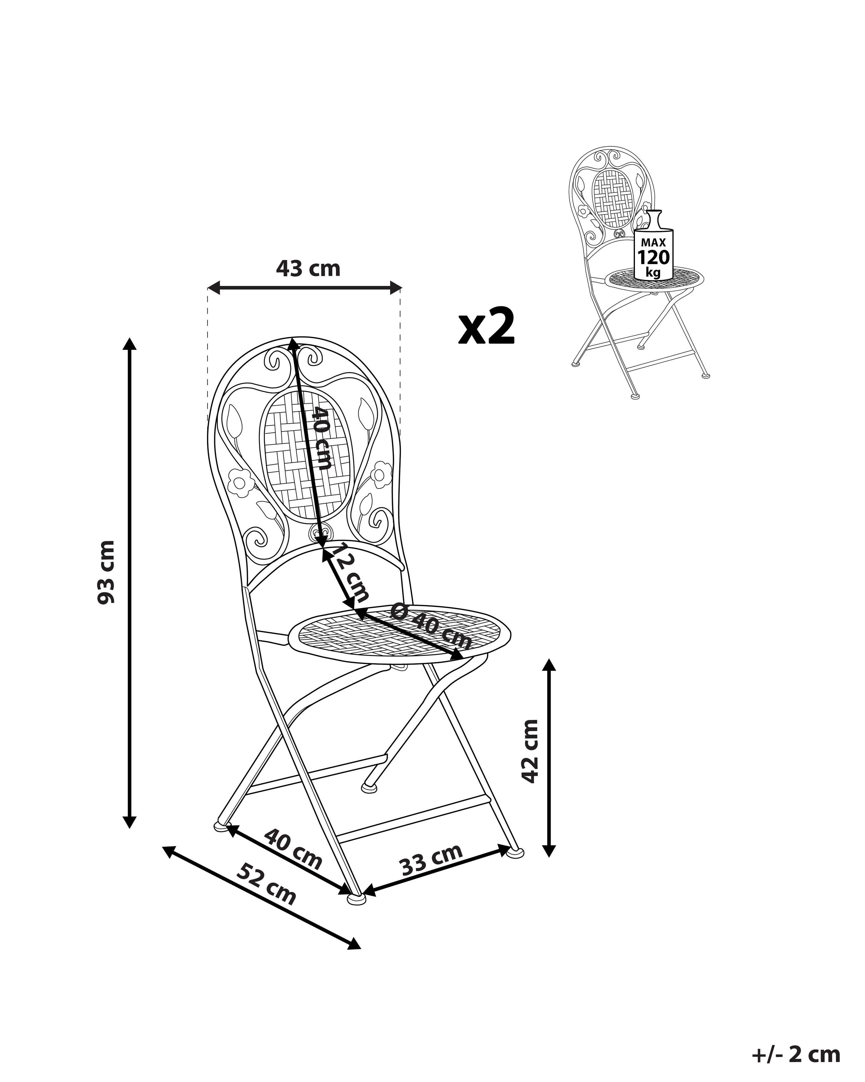 Set van 2 tuinstoelen BIVIO inklapbaar Metaal Gebroken wit
