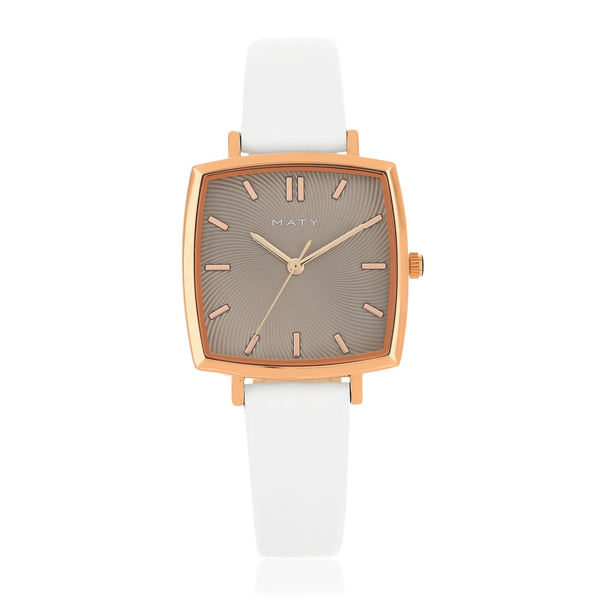 Montre dorée rose cuir blanc