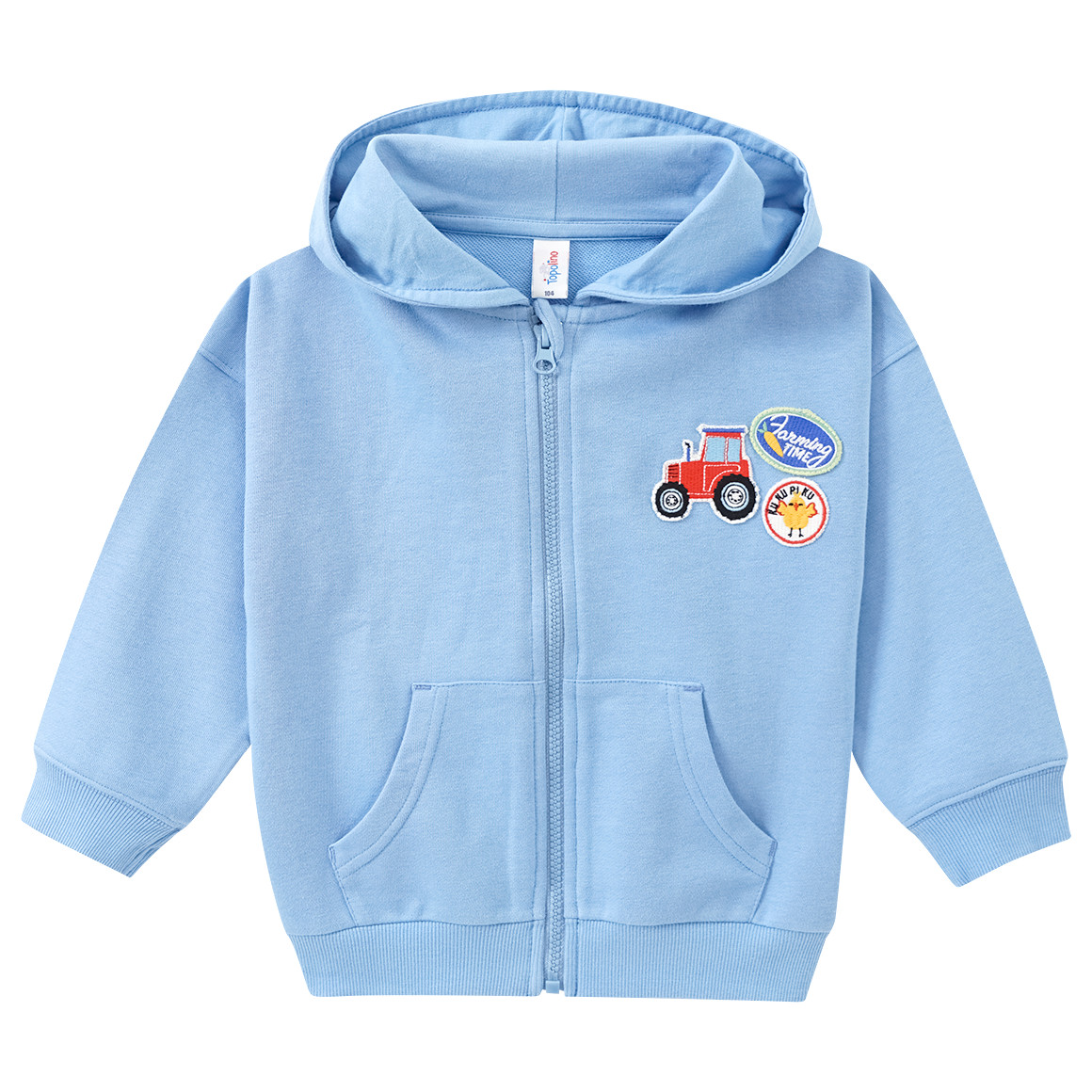 Topolino Jungen Sweatjacke mit Bauernhof-Motiven hellblau