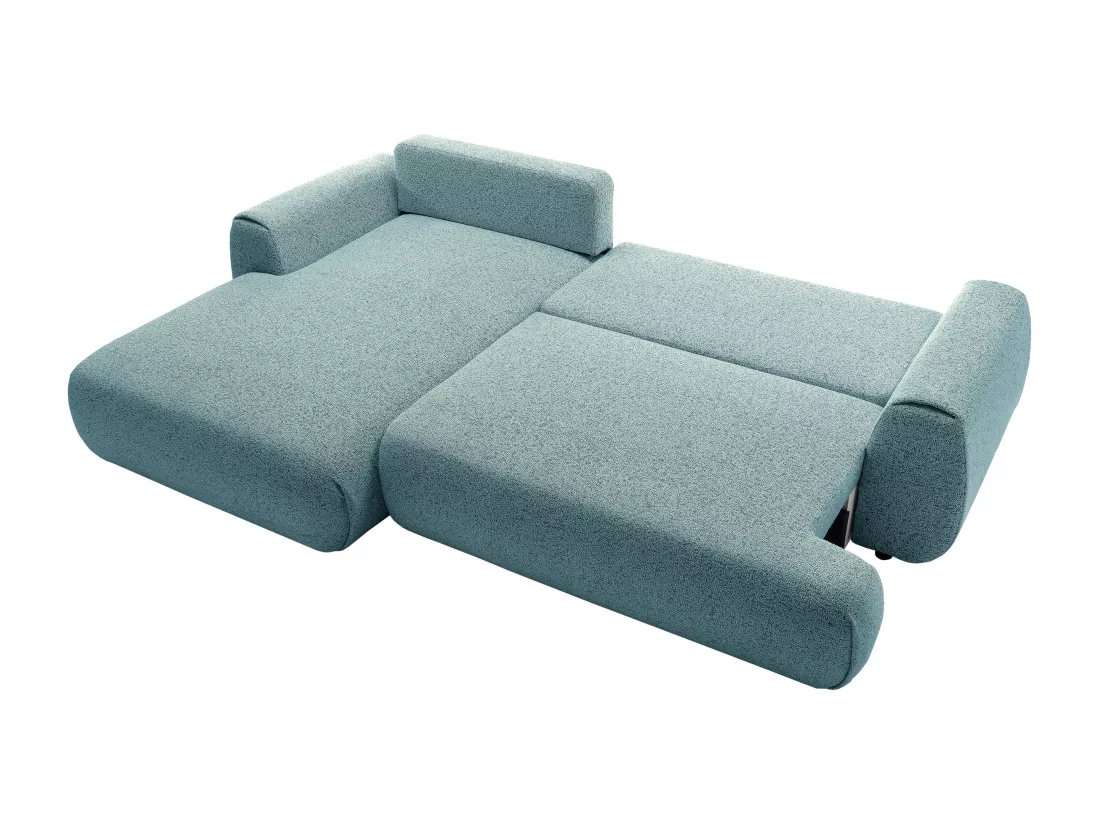 Canapé d'angle gauche convertible en tissu texturé bleu MONELIA