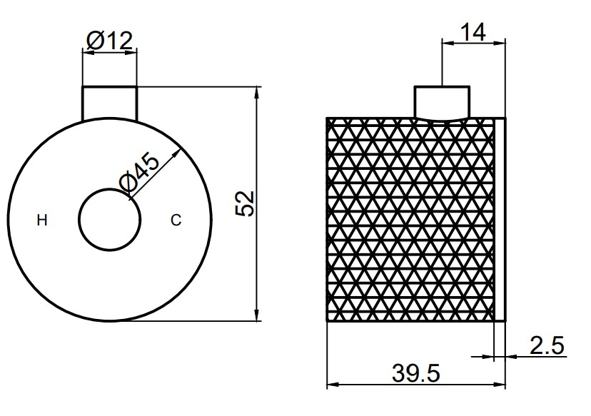 Saniclear Exclusive Curved temperatuurknop voor opbouw thermostaatkranen (SK38380, SK22979 en SK22980)