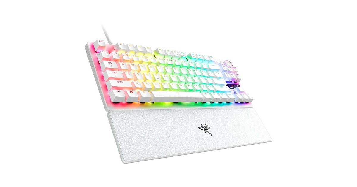 RazerHuntsman V3 Pro TKL, gaming toetsenbord  (Wit, US lay-out, Razer Analog Optical Gen 2, RGB leds, TKL, PBT double-shot)