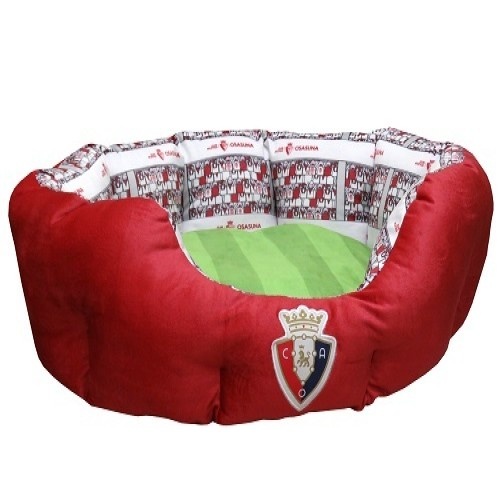 Cama para cachorro com tema do estádio de futebol Osasuna, vermelha