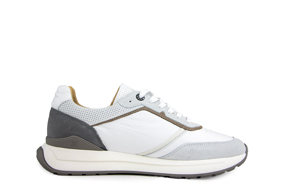 Berkelmans Sneaker Hondo White Calf Grey Suede