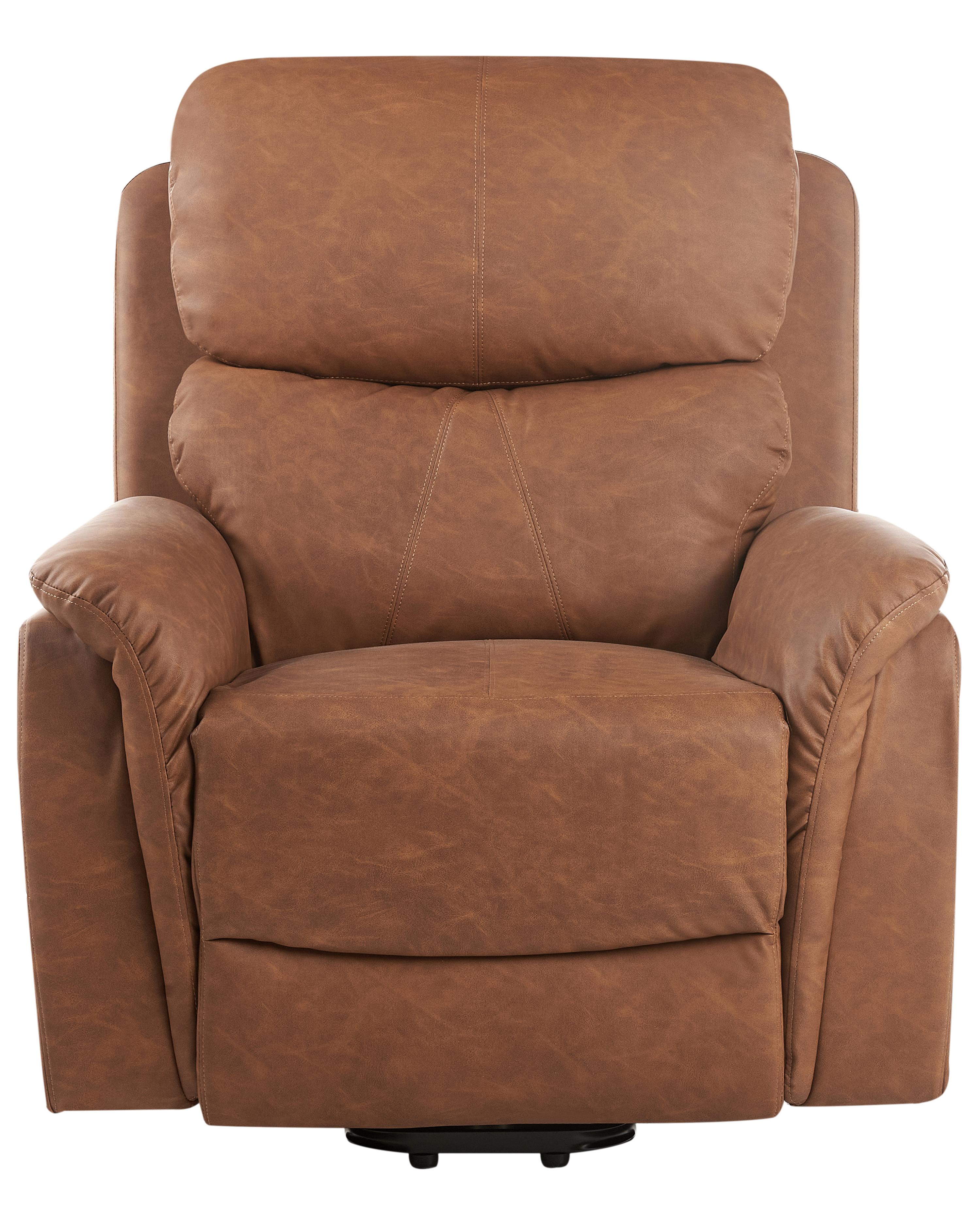Elektrische relaxfauteuil GLORIE massagefunctie Kunstleer Bruin