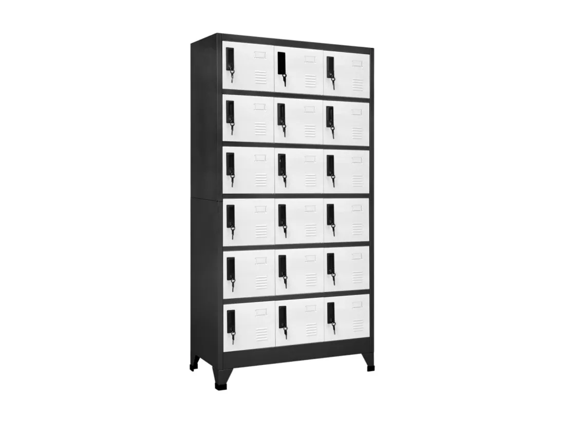 Armoire à casiers Anthracite et blanc 90x40x180 cm Acier