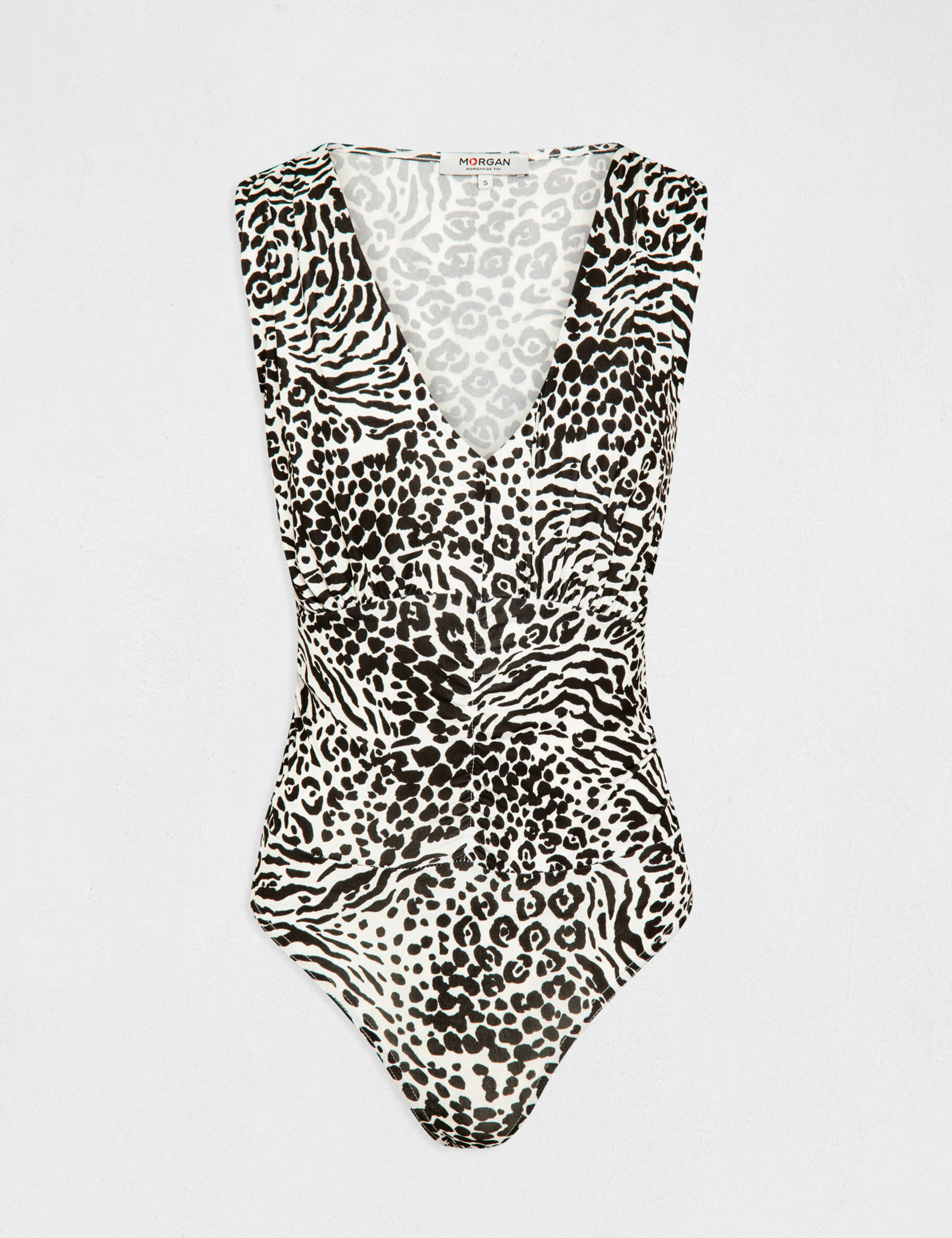Body col en V imprimé animalier multico femme - multico