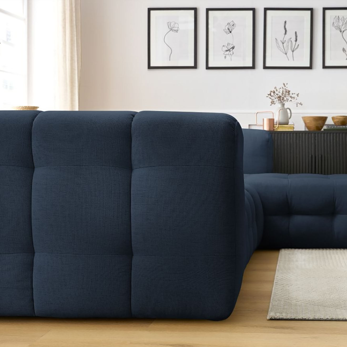 Bobochic Canapé d'angle droit cloud bleu foncé - 288x184x75 cm